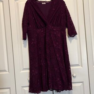 Kiyonna Plum Lace Detail Dress